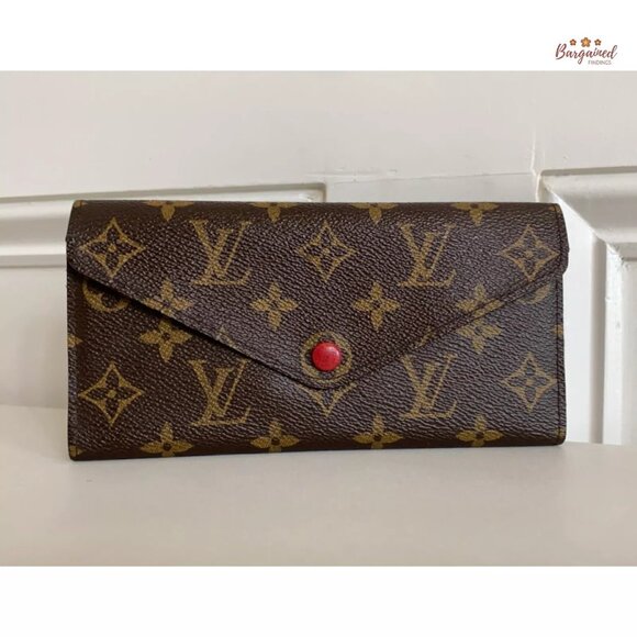 Authentic Louis Vuitton Monogram Coated Canvas Leather Red Josephine Long Wallet - Picture 4 of 14
